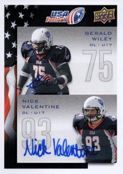 2014 Upper Deck USA Football - Autograph #141 Gerald Wiley / Nick Valentine Front
