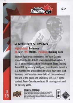 2014 Upper Deck USA Football - Team Canada #C-2 Jackson Ryan Back