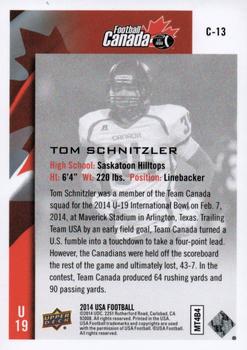 2014 Upper Deck USA Football - Team Canada #C-13 Tom Schnitzler Back