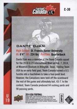 2014 Upper Deck USA Football - Team Canada #C-30 Dante Djan Back