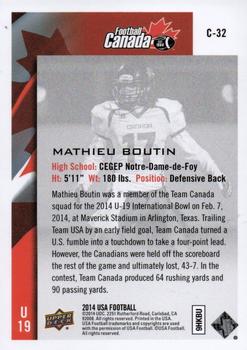 2014 Upper Deck USA Football - Team Canada #C-32 Mathieu Boutin Back