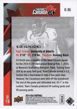 2014 Upper Deck USA Football - Team Canada #C-35 Ed Iinicki Back