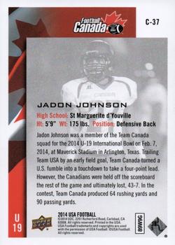 2014 Upper Deck USA Football - Team Canada #C-37 Jadon Johnson Back