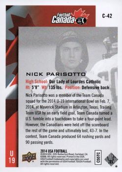 2014 Upper Deck USA Football - Team Canada #C-42 Nick Parisotto Back