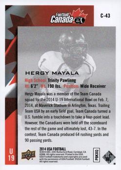 2014 Upper Deck USA Football - Team Canada #C-43 Hergy Mayala Back