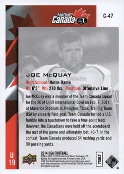 2014 Upper Deck USA Football - Team Canada #C-47 Joe McQuay Back