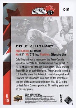2014 Upper Deck USA Football - Team Canada #C-51 Cole Klughart Back