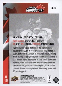 2014 Upper Deck USA Football - Team Canada #C-54 Ryan Sceviour Back