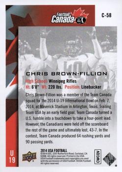 2014 Upper Deck USA Football - Team Canada #C-58 Chris Brown-Fillion Back