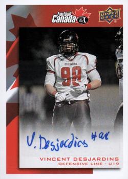 2014 Upper Deck USA Football - Team Canada Autograph #C-9 Vincent Desjardins Front