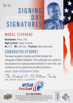 2014 Upper Deck USA Football - Signing Day Signatures #SD-34 Moral Stephens Back