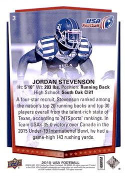 2015 Upper Deck USA Football #3 Jordan Stevenson Back