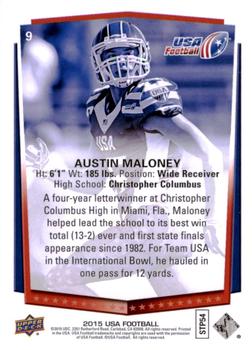 2015 Upper Deck USA Football #9 Austin Maloney Back