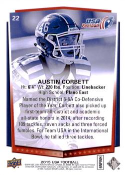 2015 Upper Deck USA Football #22 Austin Corbett Back