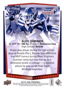 2015 Upper Deck USA Football #27 Alec Shriner Back