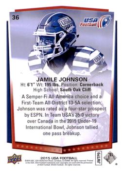 2015 Upper Deck USA Football #36 Jamile Johnson Back