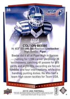 2015 Upper Deck USA Football #38 Colton Beebe Back