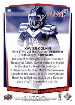 2015 Upper Deck USA Football #45 Xavier Colvin Back
