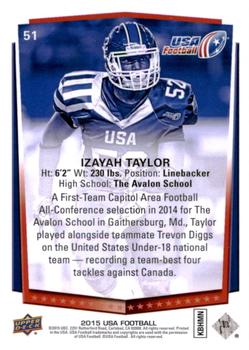 2015 Upper Deck USA Football #51 Izayah Taylor Back
