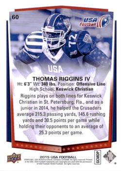 2015 Upper Deck USA Football #60 Thomas Riggins IV Back