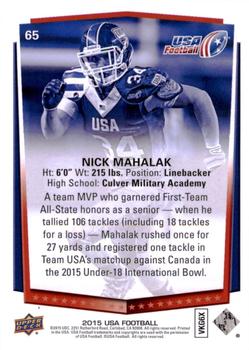2015 Upper Deck USA Football #65 Nick Mahalak Back