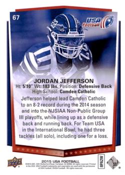2015 Upper Deck USA Football #67 Jordan Jefferson Back