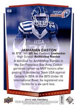 2015 Upper Deck USA Football #68 Jamarian Caston Back