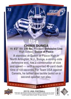 2015 Upper Deck USA Football #72 Chima Dunga Back