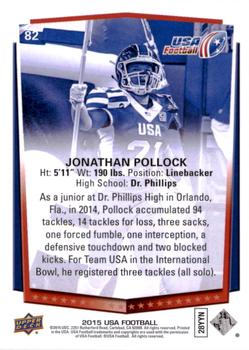 2015 Upper Deck USA Football #82 Jonathan Pollock Back