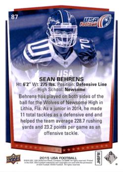 2015 Upper Deck USA Football #87 Sean Behrens Back