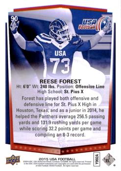 2015 Upper Deck USA Football #90 Reese Forest Back