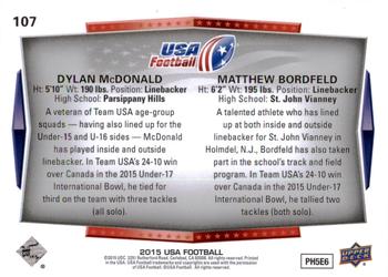 2015 Upper Deck USA Football #107 Matthew Bordfeld / Dylan McDonald Back