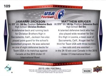 2015 Upper Deck USA Football #109 Jamarri Jackson / Matthew Kruger Back