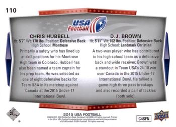 2015 Upper Deck USA Football #110 Chris Hubbell / D.J. Brown Back