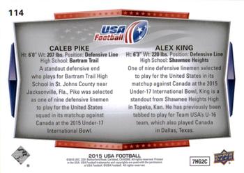 2015 Upper Deck USA Football #114 Alex King / Caleb Pike Back