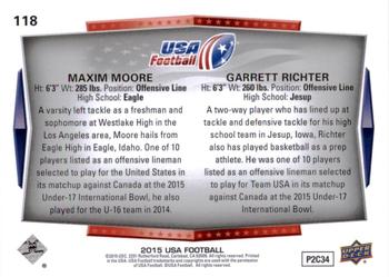 2015 Upper Deck USA Football #118 Garrett Richter / Maxim Moore Back
