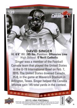 2015 Upper Deck USA Football #139 David Singer Back