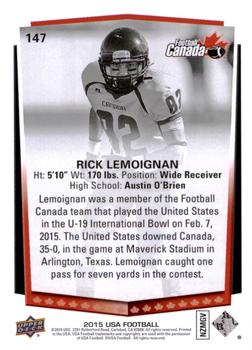 2015 Upper Deck USA Football #147 Rick Lemoignan Back