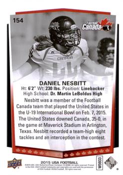 2015 Upper Deck USA Football #154 Daniel Nesbitt Back