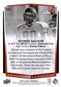 2015 Upper Deck USA Football #157 George Saloum Back
