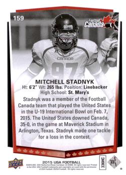 2015 Upper Deck USA Football #159 Mitchell Stadnyk Back