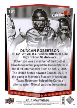 2015 Upper Deck USA Football #161 Duncan Robertson Back