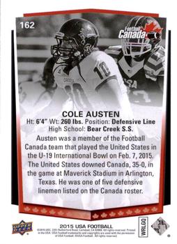 2015 Upper Deck USA Football #162 Cole Austen Back