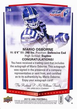 2015 Upper Deck USA Football - Autograph #34 Mario Osborne Back