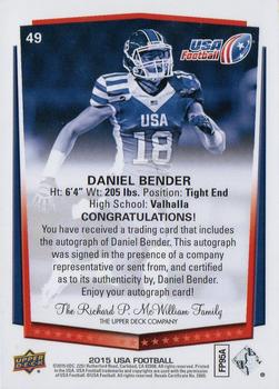 2015 Upper Deck USA Football - Autograph #49 Daniel Bender Back