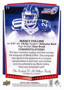 2015 Upper Deck USA Football - Autograph #77 Manly Collins Back