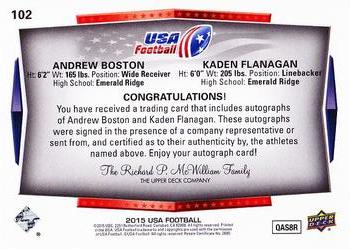 2015 Upper Deck USA Football - Autograph #102 Andrew Boston / Kaden Flanagan Back