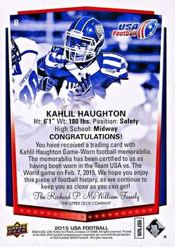 2015 Upper Deck USA Football - Future Swatch #8 Kahlil Haughton Back