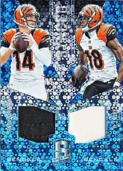 2016 Panini Spectra - Synced Swatches Neon Blue #6 A.J. Green / Andy Dalton Front