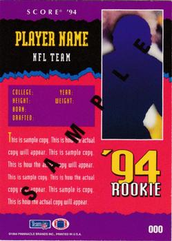 1994 Score - Samples #000 Generic Rookie Card Back
